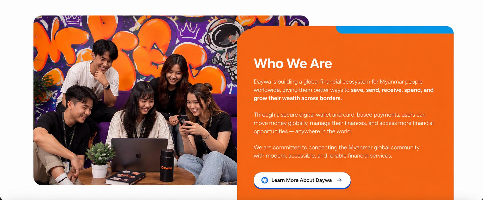 The DAYWA community coming together around a phone and laptop.